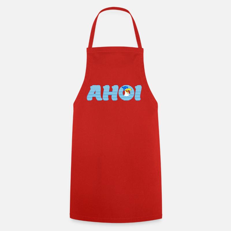 Call Ahoy with Seagull - Cooking Apron - red