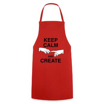 Keep calm and create - Kochschürze - Rot - Vorne - AI Model Male 185 dark (185cm)