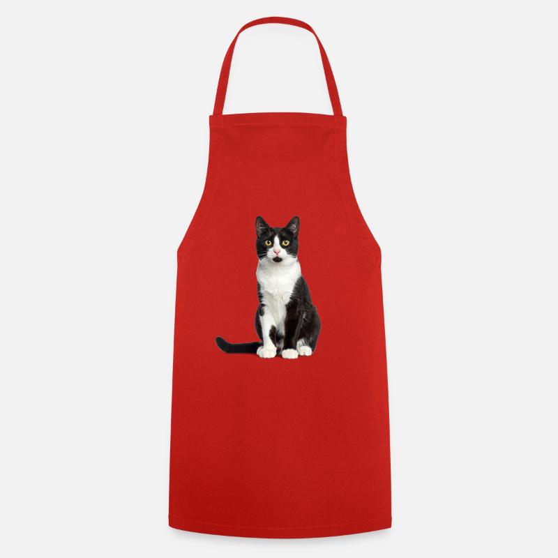 Black/White Cat – Good Pet Edition - Cooking Apron - red