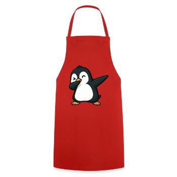 Cute Penguin Dabbing Cool Cartoon Wink - Cooking Apron - red - Front - AI Model Male 185 dark (185cm)