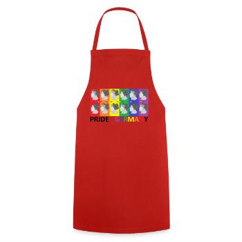 Farbenfrohe Pride Deutschland Illustration - Kochschürze - Rot - Vorne - AI Model Male 185 dark (185cm)