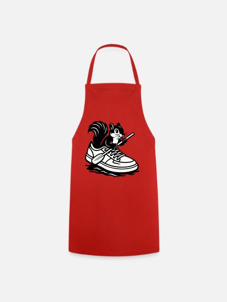 Squirrel in sneakers! - Cooking Apron - red
