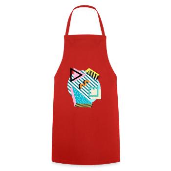 Memphis Mix – Retro Shapes & Farben - Kochschürze - Rot - Vorne - AI Model Male 185 dark (185cm)