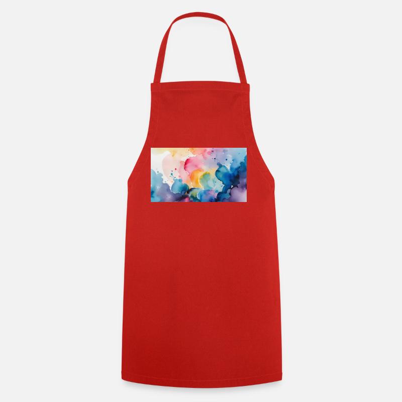 Watercolor Explosion Art Design - Cooking Apron - red