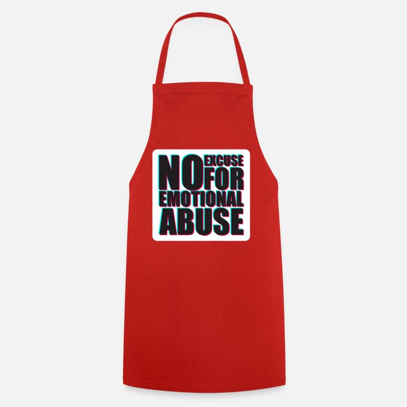 Bold No Excuse for Emotional Abuse Design - Cooking Apron - red