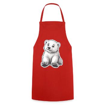 Polarbär Illustration – Arktisches Tiermotiv - Kochschürze - Rot - Vorne - AI Model Male 185 dark (185cm)