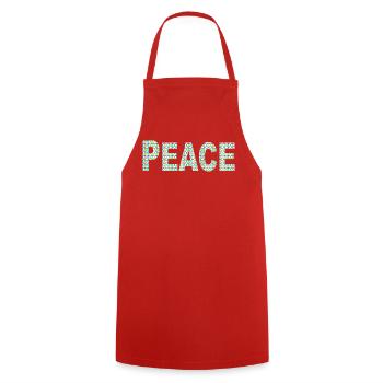 Peace Wort mit Peacezeichen - Kochschürze - Rot - Vorne - AI Model Male 185 dark (185cm)