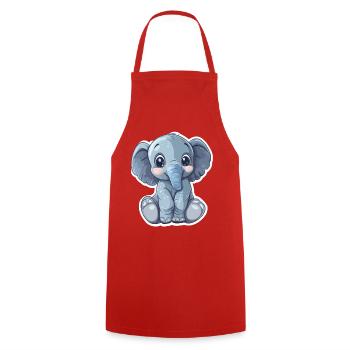 Elephant - Cooking Apron - red - Front - AI Model Male 185 dark (185cm)