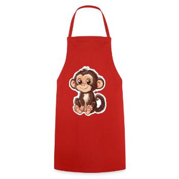 Singe Mignon Singe Cadeau pour les fans de Singe - Tablier de cuisine - rouge - Devant - AI Model Male 185 dark (185cm)