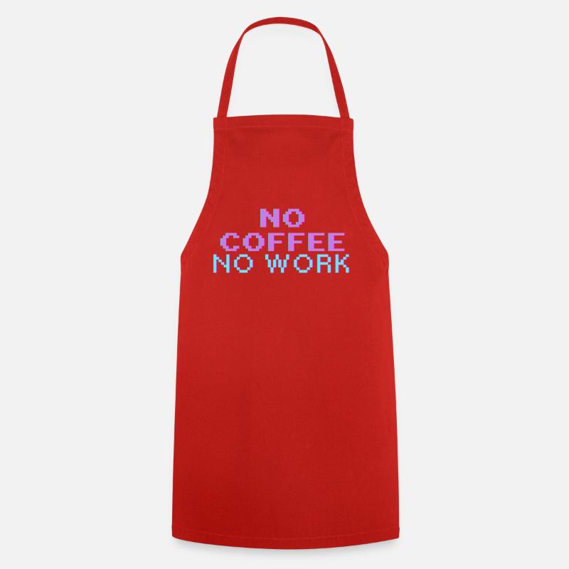 No Coffee No Work – Retro Gaming Pixel Art T-Shirt - Cooking Apron - red