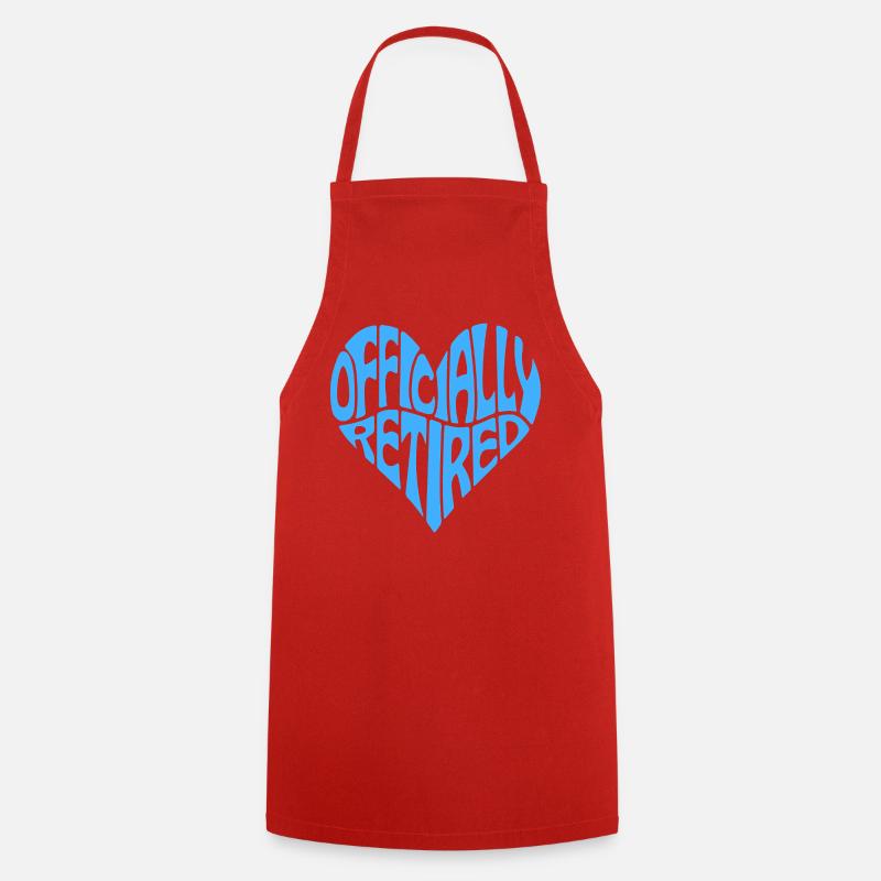 Heart-Shaped Officially Retired - Cooking Apron - red