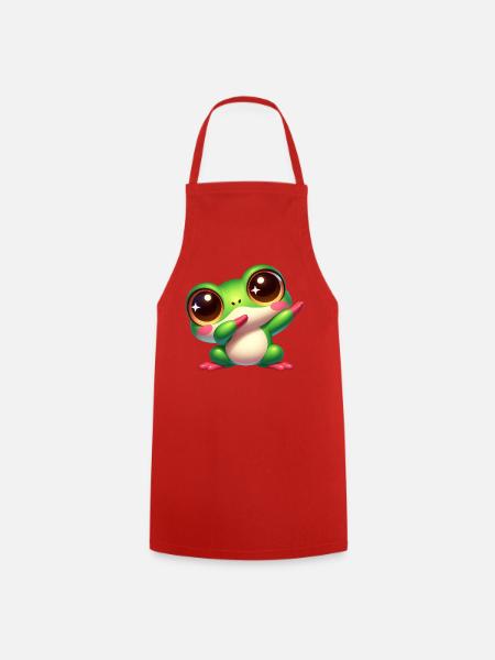 Süßer Frosch Dab Tanz Gamer Chibi Cartoon Kawaii - Kochschürze - Rot