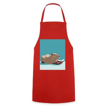 Capybara Reading – Funny Booktok Design  - Kochschürze - Rot - Vorne - AI Model Male 185 dark (185cm)