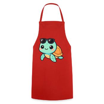 Cute turtle cartoon with sunglasses - Cooking Apron - red - Front - AI Model Male 185 dark (185cm)