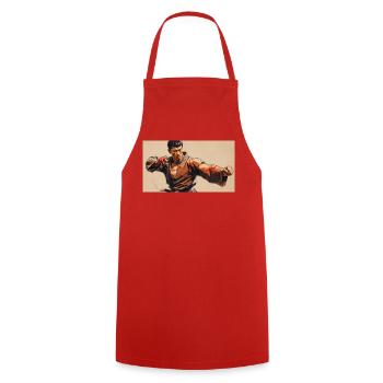 Art Martial Artist Asian Style - Cooking Apron - red - Front - AI Model Male 185 dark (185cm)