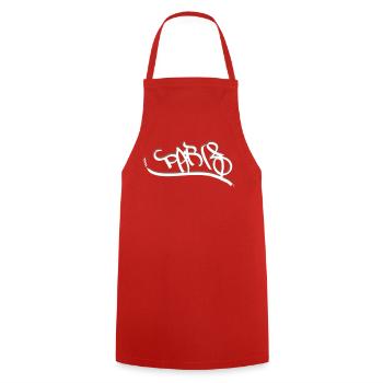 Design parisien de style graffiti - Tablier de cuisine - rouge - Devant - AI Model Male 185 dark (185cm)