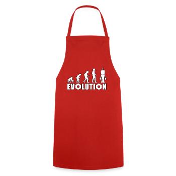 Evolution mit Roboterfigur Design - Kochschürze - Rot - Vorne - AI Model Male 185 dark (185cm)