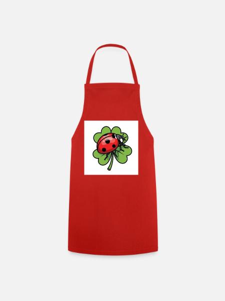 Kleeblatt mit Marienkäfer Design - Kochschürze - Rot