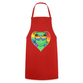 LGBTQ+ Regenbogen Sci-Fi Alien mit Herz und Farben - Kochschürze - Rot - Vorne - AI Model Male 185 dark (185cm)