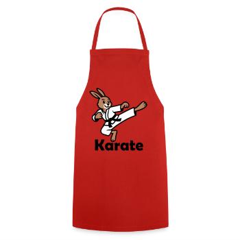 Karate Hase - Kochschürze - Rot - Vorne - AI Model Male 185 dark (185cm)