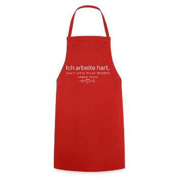 Motivierende Arbeitsmotto Hund Liebe - Kochschürze - Rot - Vorne - AI Model Male 185 dark (185cm)