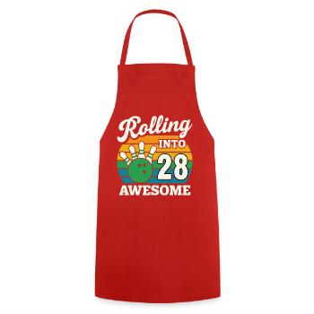 Bowling 28th Birthday Celebration Graphic - Cooking Apron - red - Front - AI Model Male 185 dark (185cm)