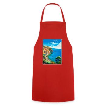 Sorrento, Italie, affiche de voyage vintage Cityscape WPA - Tablier de cuisine - rouge - Devant - AI Model Male 185 dark (185cm)