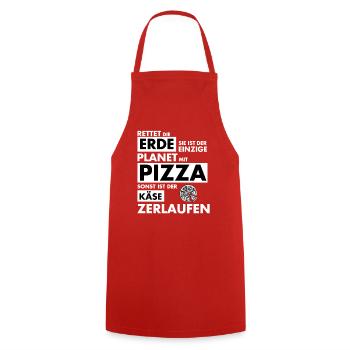 Rettet die Erde der einzige Planet mit Pizza - Kochschürze - Rot - Vorne - AI Model Male 185 dark (185cm)