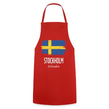 Stockholm - Kochschürze - Rot - Vorne - AI Model Male 185 dark (185cm)