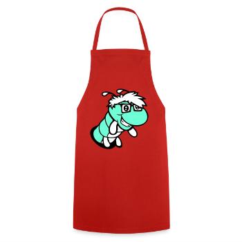 nerd caterpillar looks hole geek worm horn-rimmed glasses smart - Cooking Apron - red - Front - AI Model Male 185 dark (185cm)