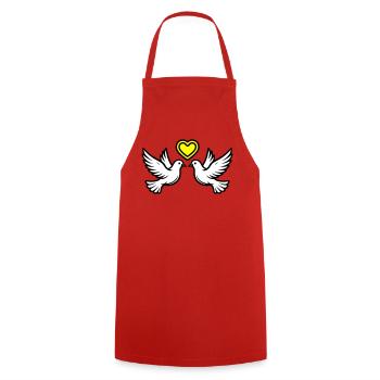 Wedding Dove Couple Couple Heart - Cooking Apron - red - Front - AI Model Male 185 dark (185cm)