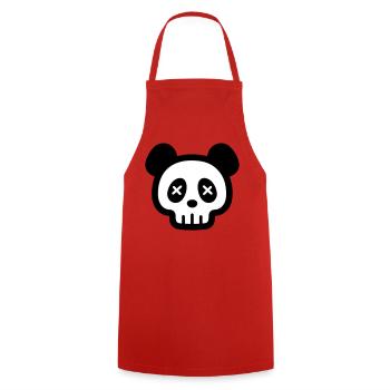 Panda Totenkopf Skelett - Kochschürze - Rot - Vorne - AI Model Male 185 dark (185cm)