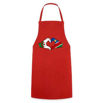 Drapeau de l'Algérie et de la Namibie, mains en forme de cœur - Tablier de cuisine - rouge - Devant - AI Model Male 185 dark (185cm)
