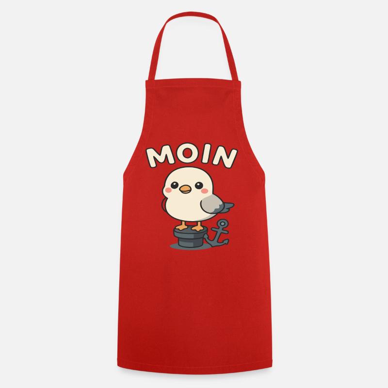 Moin - Möwedesign - Kochschürze - Rot