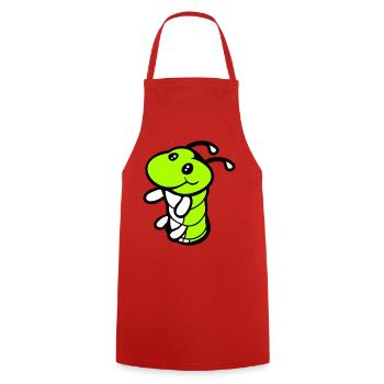 Caterpillar Bottom Hole Cute Smiles Friendly Happy - Cooking Apron - red - Front - AI Model Male 185 dark (185cm)