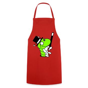 Caterpillar Sir Mr. Rich Monocle Glasses Cylinder Hole - Cooking Apron - red - Front - AI Model Male 185 dark (185cm)