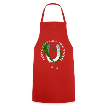 Nature-inspired horseshoe with clover - Cooking Apron - red - Front - AI Model Male 185 dark (185cm)