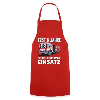 8 Geburtstag Feuerwehr Geschenk Junge 8 Jahre - Kochschürze - Rot - Vorne - AI Model Male 185 dark (185cm)