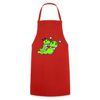 2 friends riding caterpillar father mother child dad mom - Cooking Apron - red - Front - AI Model Male 185 dark (185cm)