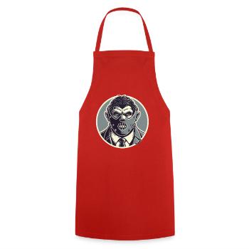 Horror-Inspired Gentleman Mask Design - Cooking Apron - red - Front - AI Model Male 185 dark (185cm)