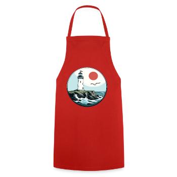 lighthouse - Cooking Apron - red - Front - AI Model Male 185 dark (185cm)