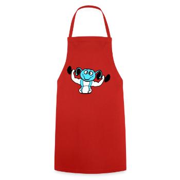 Caterpillar Bodybuilder Muscle Building Strong Fitness Gym - Cooking Apron - red - Front - AI Model Male 185 dark (185cm)