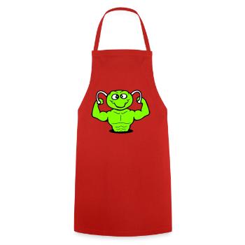 Caterpillar Bodybuilder Muscle Building Strong Fitness Gym - Cooking Apron - red - Front - AI Model Male 185 dark (185cm)