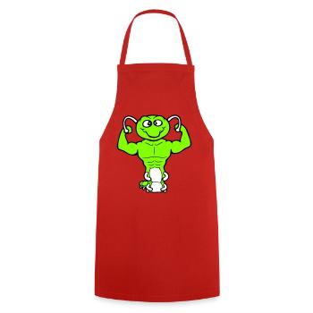 Caterpillar Bodybuilder Muscle Building Strong Fitness Gym - Cooking Apron - red - Front - AI Model Male 185 dark (185cm)