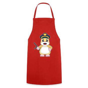 Hamster Policier Bâton Police - Tablier de cuisine - rouge - Devant - AI Model Male 185 dark (185cm)