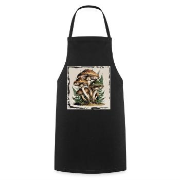 Mushroom family in the forest with ferns - Cooking Apron - black - Front - AI Model Male 185 dark (185cm)