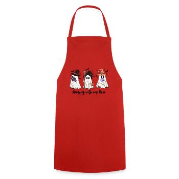 🧙 ♀️ Witchy Ghost Squad – Spooky & Cute 👻 - Cooking Apron - red - Front - AI Model Male 185 dark (185cm)