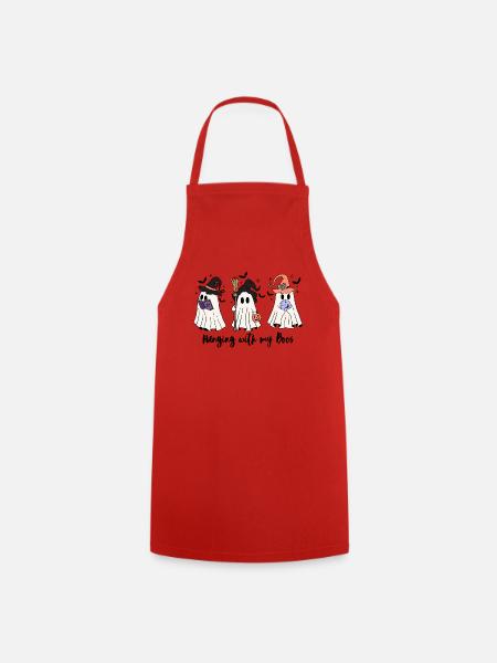 🧙 ♀️ Witchy Ghost Squad – Spooky & Cute 👻 - Cooking Apron - red