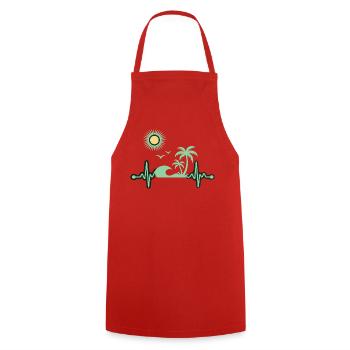 Tropical Palm Holiday Sea - Cooking Apron - red - Front - AI Model Male 185 dark (185cm)
