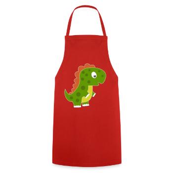 Verspielter Dino mit buntem Rücken - Kochschürze - Rot - Vorne - AI Model Male 185 dark (185cm)